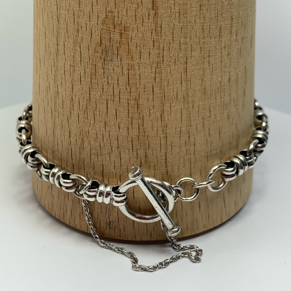 Sterling Silver ‘Candy Wrapper’ Link Toggle Clasp… - image 5